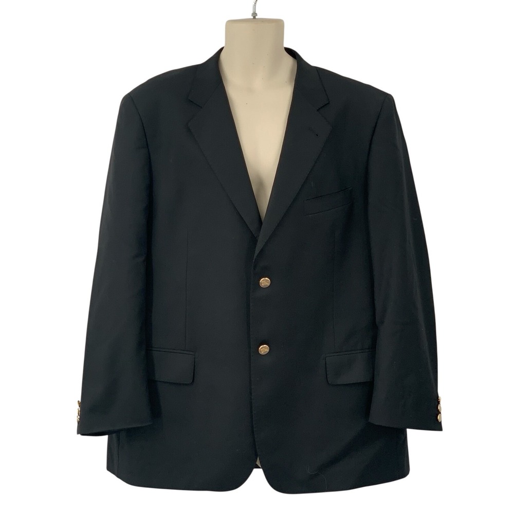 Baroni Couture Men's 2-Button Super 150's Wool Suit Jacket Blazer Black Size 46R